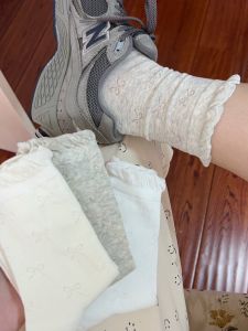 K-Style Spring Summer Thin Knight Socks for Women Sweet Cute Japanese INS Style Hollow Butterfly Knot Flower Edge Socks