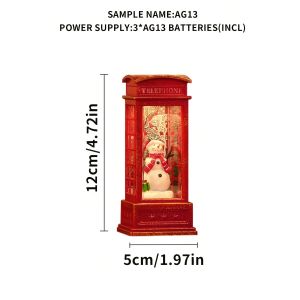 Christmas Phone Booth LED Night Light Red Retro Telephone Box Santa Snowman Tree Ornament Home Decor Holiday Party Gift