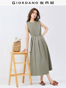 Váy Vest Không Tay Cổ Tròn Màu Trơn Thanh Lịch Mùa Hè Mới Cho Nữ Váy Vest Gấp Xếp Ly Thường Ngày Váy Dài Thường Ngày