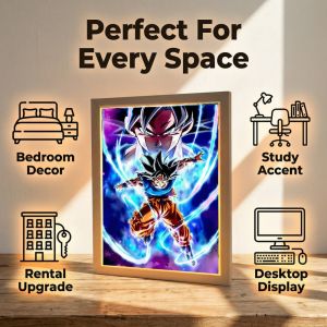 Bandai | Anime Moon Lamp Goku LED Light Paninting Picture Frame Home Decoration Night Light Preferred Easy Installation Festival Gifts