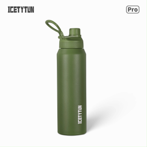 ICETYTUN Polar White 33oz Wide Mouth with Spout Lid 18/10 Stainless Steel Portable Copper Coating Triple Wall Flask