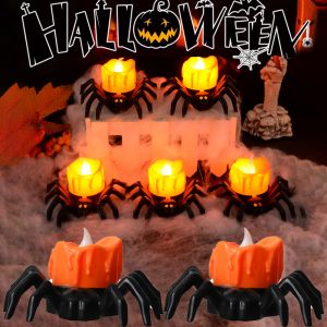 ไฟ LED แมงมูมไฟกลางคืนเทียนขนาดเล็กบ้าน ฮาโลวีน ปาร์ตี้ บรรยากาศ โคมไฟตกแต่งโต๊ะ