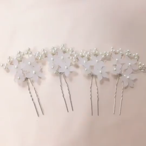 O-New 10pcs Wedding Hair Accessory Frosted Flower Hair Ornament Bride Handmade Accessory Pearl Hair Fork