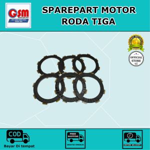 GSM Kampas kopling CG200 isi 6 Viar (GS 32C) sparepart motor roda tiga