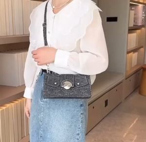 Tas Selempang Bahu Wanita Kasual Jeans Import Fashion Korea Terbaru - Shoulder Bag Pesta Kekinian SL92
