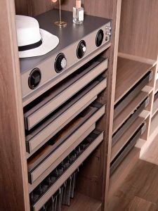 Aluminum Alloy and Leather Pull Out Under Garment Box Multi-functional Compartment Belt Tie Underwear Wardrobe Organizer