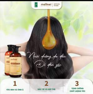 Dầu gội dầu xả thảo dược Hương nhu Bồ kết Gừng Meimei Organic giúp mượt tóc ngừa gãy rụng 300ml .500ml