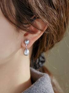 Hoa Tai Ngọc Trai Nước Ngọt Bạc Nguyên Chất S925 Phong Cách Lạnh Thiết Kế Độc Đáo Phụ Kiện Thời Trang Cho Nữ Hoa Tai Hình Lá