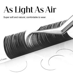 Matte Gray Black Split Tips Ligther Volume Flat Ellipse Eyelash Extension Super Soft Air Flat Lash Individual Fans Wholesale