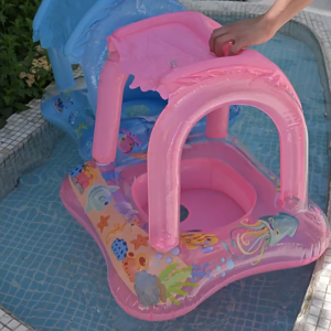 Phao bơi cho bé có mái che chống nắng UV an toàn - Ghế ngồi chống lật cho trẻ em 0-3 tuổi PXC-MC02