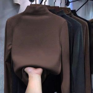 2024 New Thermal Top for Women Korean Thermal Underlay Solid Color Women Clothing Long T-shirt Top