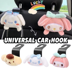 【Pphha】Sanrio Car Doll Hook Cartoon Anime Kuromi Mymelody Plush Car Seat Headrest Hook Organizer Storage Holder Auto Interior Accessories