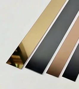 List Dinding 12K Mirror List Plat Strip Mirror Gold 3D Berperekat SS201 Stainless Steel Flat Decorative Lines Emas List Plat Strip 5M/10M/12M Gold List Wallpaper Dinding / Stiker Dackdrop qxf