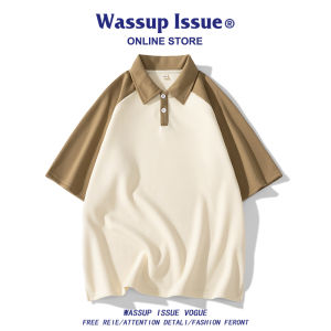 Wassup Issue Japanese Style Heavyweight Short Sleeve Mens T-Shirt Loose Couple Half Sleeve Top Summer Polo Shirt for Teens