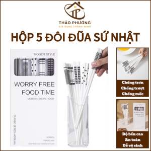 Đũa sứ nhật Hộp 5 Đôi Đũa Sứ Phong Cách Nhật Bản Cao Cấp Đũa Ăn Cơm Không Nấm Mốc