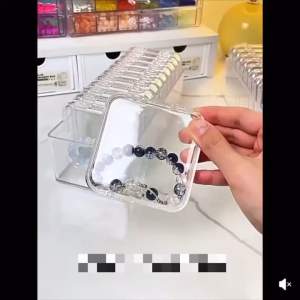 1PCS Transparent Acrylic Rectangle Manicure Box Sealed Jewelry Storage for Necklaces Earrings & More