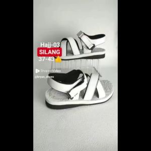 BRYAN Hajj-03 Sepatu Sandal Haji Umroh Silang Ninja Gunung Size 36-40 41 42 43 Putih (Pola Pria)