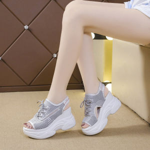DIANCHA | High Heel Platform Sandals Breathable Fly Knit