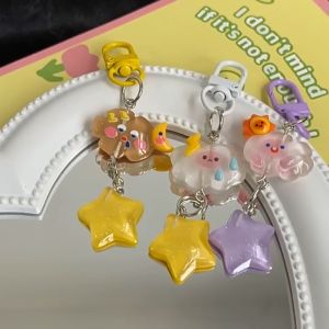Satu Keluarga Keychain Gantungan Kunci Awan Bintang Kilat C1160 Liontin Gantungan Kunci Kartun Lucu