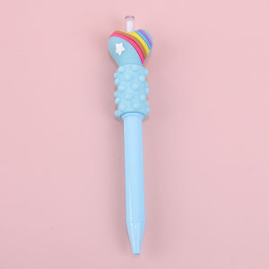 1PC Colorful Heart Click Ballpoint Pen Silicone Grip Stress-Relief Handle Cute Gift Student Stationery Study and Office Supplies