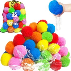 Bóng Thấm Nước Có Thể Tái Sử Dụng 12/30/60 Cái Bộ Đồ Chơi Bắn Nước Bằng Bông Cho Bể Bơi Trên Bãi Biển Trò Chơi Bơi Lội Mùa Hè - Bóng Bay Xốp Thân Thiện Với Môi Trường Dành Cho Trẻ Em