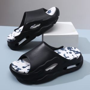 Mens Summer Soft Bottom Anti-Slip Indoor Outdoor Sport Fashion Beach Thick Heel One-Strap Slippers Comfortable EVA Material