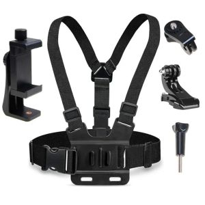 Universal Adjustable Chest Strap Kit with 360° Phone Clip for Action Camera & Smartphone