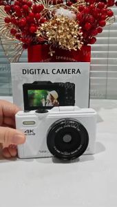 4K Digital Camera With 64GB SD Card And 3 Flip Screen 64MP 18X Zoom For 4K Vlogging And Photography White