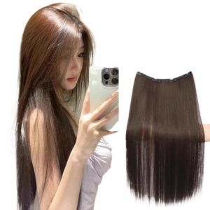 Womens Long Straight Hair Extension Piece Lightweight Featherless Seamless Natural Looking Thickened Hair Extension Plate