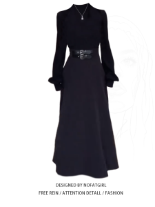 Váy Đen Cổ Điển Pháp Cỡ Lớn Cho Nữ Mùa Thu Mới Thắt Eo Thon Gọn Cao Cấp Váy Dài Thời Trang