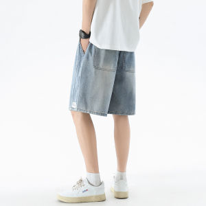 Mens Casual Straight Leg Jeans Shorts Summer Wearable Lightweight Cotton Polyester Blend Durable Comfortable Fashionable Five-Quarter Length