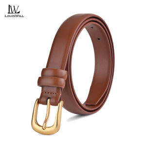 LouisWill Fashion Women Belts Retro Belt Elegant Slim Belt Soft PU Leather Belt Adjustable Girls Ladies Long Straps Waistbands Dress Coat Alloy Buckle Leisure Belt