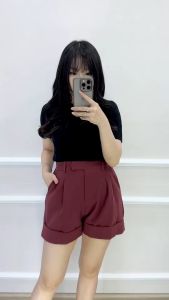 SV 6073 - Khai Short Pants | Celana Pendek Wedges Stretch Pakaian Kasual Wanita