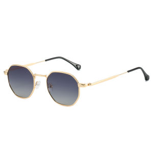 JN IMPRESSION Cross-border new polygonal fashion polarized sunglasses Korean retro metal two-color craft foot sunglasses