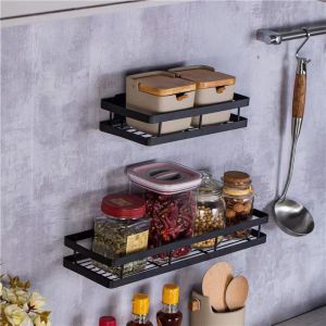 Iron Single-Layer Spices Storage Rack Wall-Mounted Hole-Free
