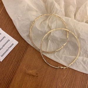 Barbie Style Big Hoop Earrings Womens Fashion Diamond Embedded Hot Girl Trend Alloy Geometric Pattern Silver Gold Plated
