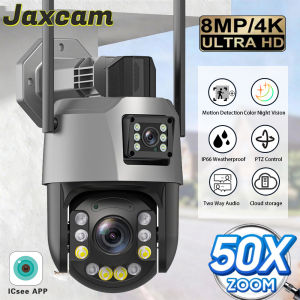 WIFI 4K 8MP Dual Lens 50X Optical Zoom PTZ Security Camera Outdoor Surveillance Camera Motion Detection ICSEE APP