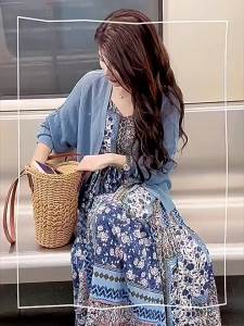 TIANANQI | Casual Elegant Blue Knitted Dress For Short Women