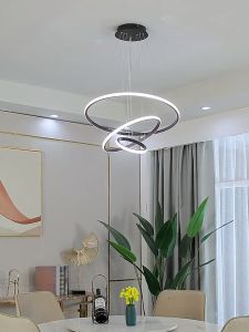 2024 New Modern Led Pendant Light Hanging Ceiling Lamp Ceiling Light Rings Circle Chandelier Loft Decor Round