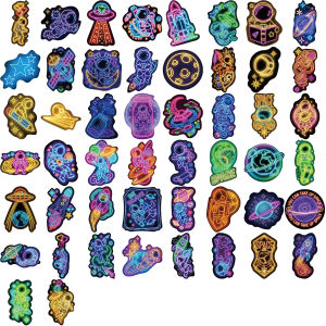 50 Pcs Neon Space Stickers Colorful Graffiti Waterproof Vinyl Decals for Phone Laptop Luggage Water Bottles Helmet