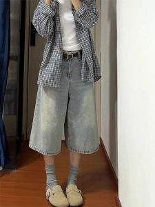 QIANCHANGNAAI | Retro Light Color Casual Jeans for Big Women Loose High Waist Slim Fit