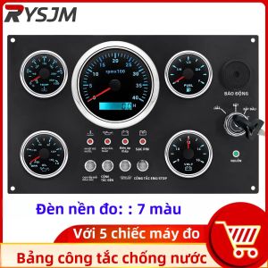 Bảng Điều Khiển Công Tắc 5 Đồng Hồ Đo Cho Ô Tô Thuyền - 12V 24V 4 Nút Bật Tắt Đèn Bảng Đồng Hồ Đo Với Đồng Hồ Tua Máy Chỉ Báo Nhiệt Độ Nước Mức Nhiên Liệu 4K-8K