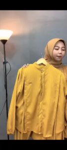 Naura Set Oneset Wanita Kekinian Setelan Jumbo Lady Crush Lengan Panjang Polos
