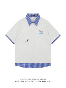 เสื้อยืดคอกลมแขนสั้นผ้าคอตตอนพิมพ์ลายหมา MOISHE TIDE สำหรับเด็กและเยาวชนในช่วงฤดูร้อน เสื้อเชิ้ตผู้ชายและผู้หญิงแบบหลวมๆ