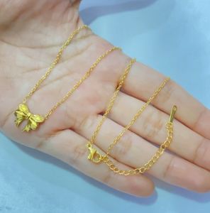Kalung Titanium Pita Simple Anti Karat Kalung Wanita Korea Gold