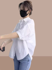 Áo Sơ Mi Trắng Tay Ngắn Thanh Lịch Cho Nữ Mùa Hè 2025 Phong Cách Mới Kiểu Pháp Cao Cấp Cỡ Nhỏ Tay Bảy Nút Cổ Đứng