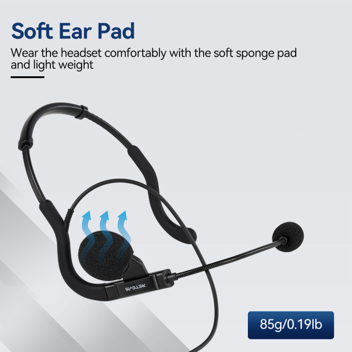 Retevis EHK014 Hanging headphones on the back Kenwood Kevlar Reinforced  Cable Adjustable Headphone with Boom Mic Compatible with Baofeng UV-5R  eSynic