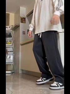 SINRANSINYA丨Quần nam-quần lụa băng trắng mùa hè dáng ôm thoáng khí quần ống đứng quần chống nắng máy lạnh thời trang