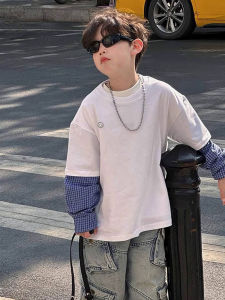 เสื้อยืดแขนยาวสำหรับเด็กชาย ฤดูใบไม้ผลิ ฤดูใบไม้ร่วง ฤดูหนาว เสื้อชั้นในเด็กชาย เสื้อตัวบน เสื้อผ้าเด็ก แฟชั่นเด็ก ฤดูใบไม้ผลิ