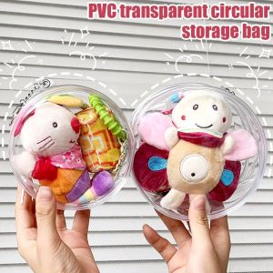 Doll Display PVC Protector Outdoor Furry Toy Zip Bag Backpack Keychain Pendant Bag Transparent Waterproof Round Shape Plush Doll Storage Bag